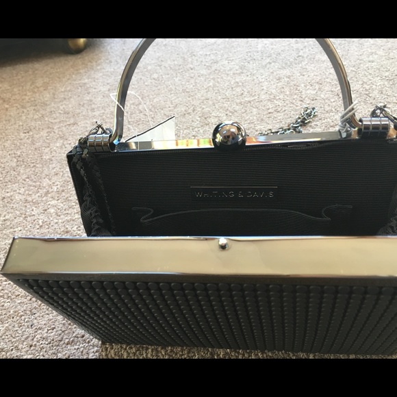 Whiting & Davis clutch black metal mesh NWT - Picture 3 of 5